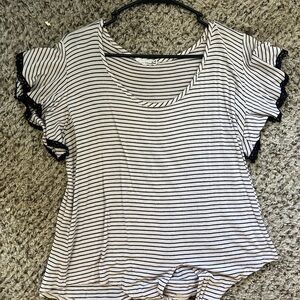 Striped Ruffle Sleeve Top